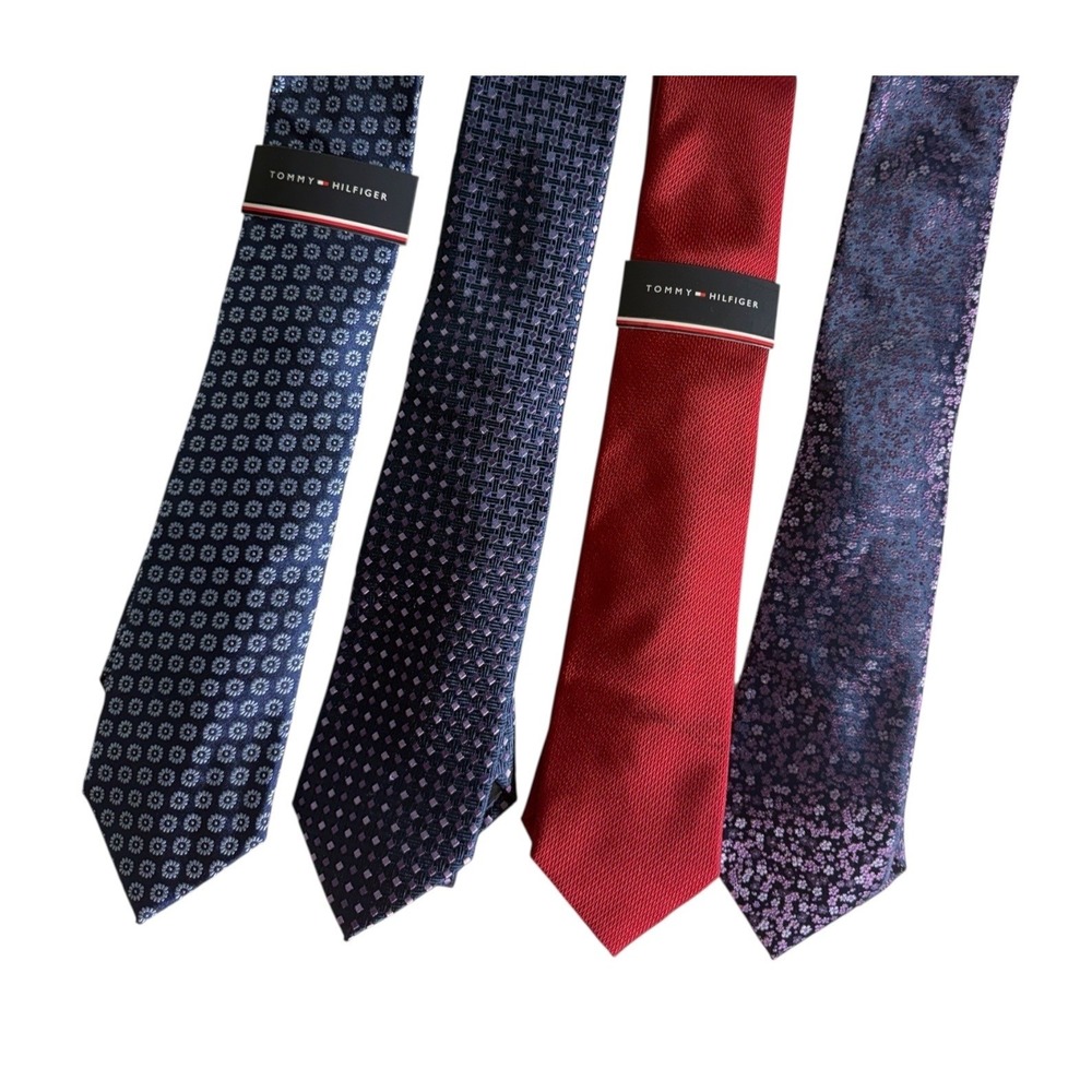 Tommy Hilfigher Tie Lot of 4 Mens Designer Neck Ties Business Office Classic nw